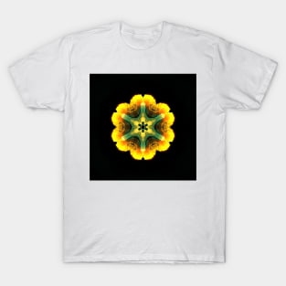 Psychedelic Hippie Flower Yellow and Black T-Shirt